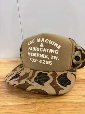 Vintage Speedway Ace Machine & Fabricating Memphis TN Camo Trucker Snapback Hat